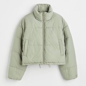 H&M Cropped Puffer Sage Green XS